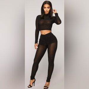 Fashion Nova Black Sheer Embellished Leggings